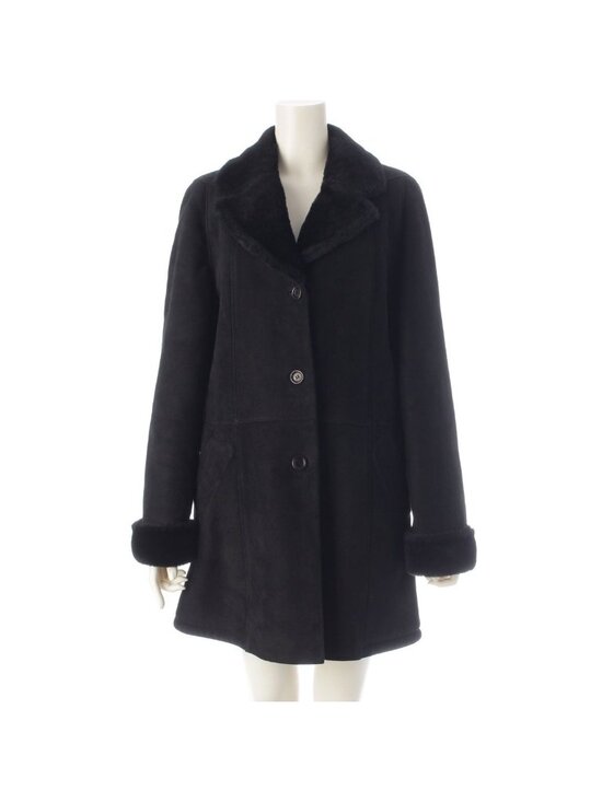 Loewe Jackets & Blazers - Loewe Cowhide Shearling Vintage Logo Button Coat Black 40